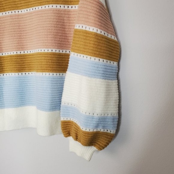 NWT Lumiere Multi-Stripe Balloon Sleeve Sweater. - Picture 6 of 10